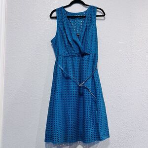 Lane Bryant Faux Wrap Dress Eyeled Sleeveless Size 22 Lined Belted V Neck
